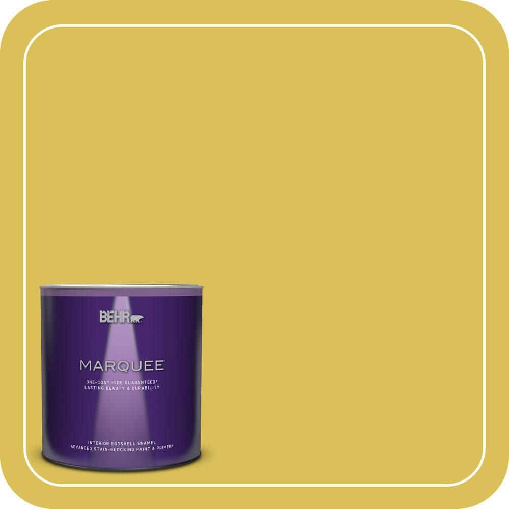 BEHR MARQUEE 1 qt. #P320-6A Flustered Mustard Eggshell Enamel Interior Paint & Primer