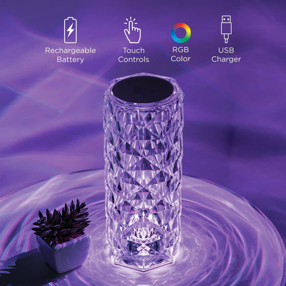 Unbranded 8.5 in. Crystal Indoor Touch Table Light Rose (4)