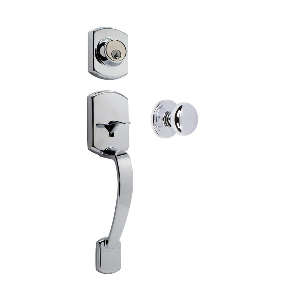 DELANEY HARDWARE Katana Grade 2 Chrome Single Cylinder Entry Door Handleset with Aubryn Knob (2)