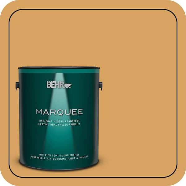 BEHR MARQUEE 1 gal. #MQ4-10 Amber Brew One-Coat Hide Semi-Gloss Enamel Interior Paint & Primer (2)