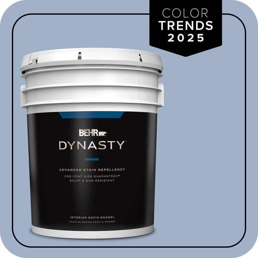 BEHR DYNASTY 5 gal. #S530-3 Aerial View One-Coat Hide Satin Enamel Interior Stain-Blocking Paint and Primer