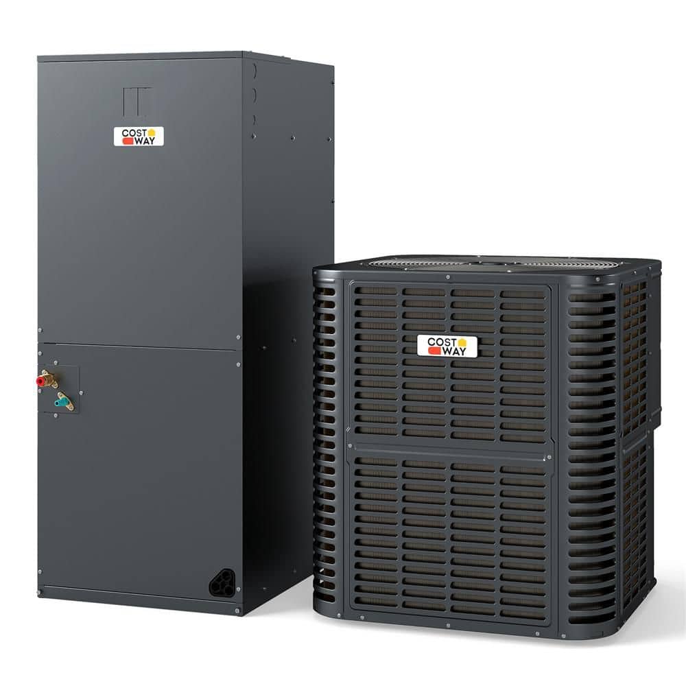 Costway 4 to 5 Ton 17-17.5 SEER2 Central Air Conditioner with Air Handler Unit 208/230V