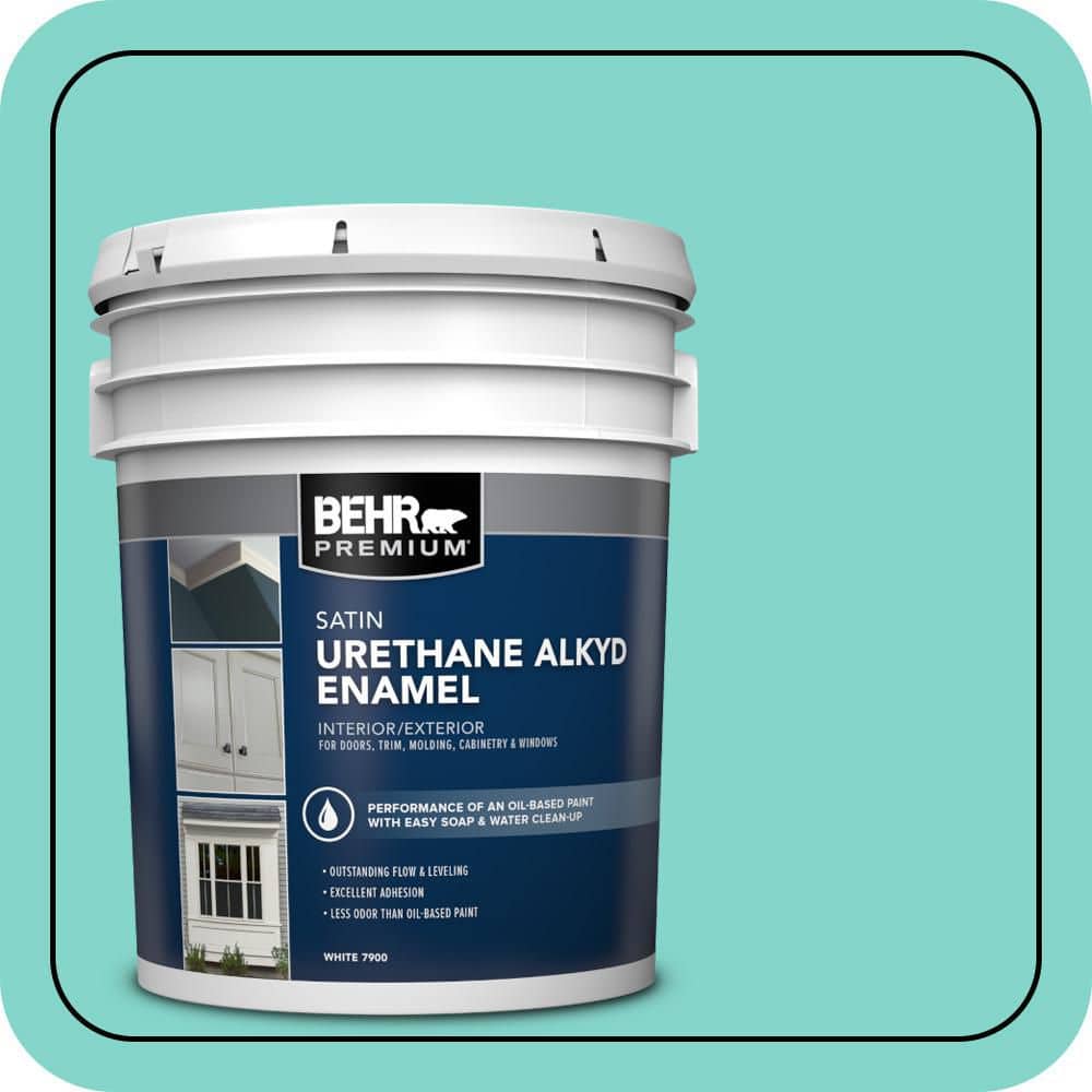 BEHR PREMIUM 5 gal. Home Decorators Collection #HDC-MD-09 Island Oasis Urethane Alkyd Satin Enamel Interior/Exterior Paint