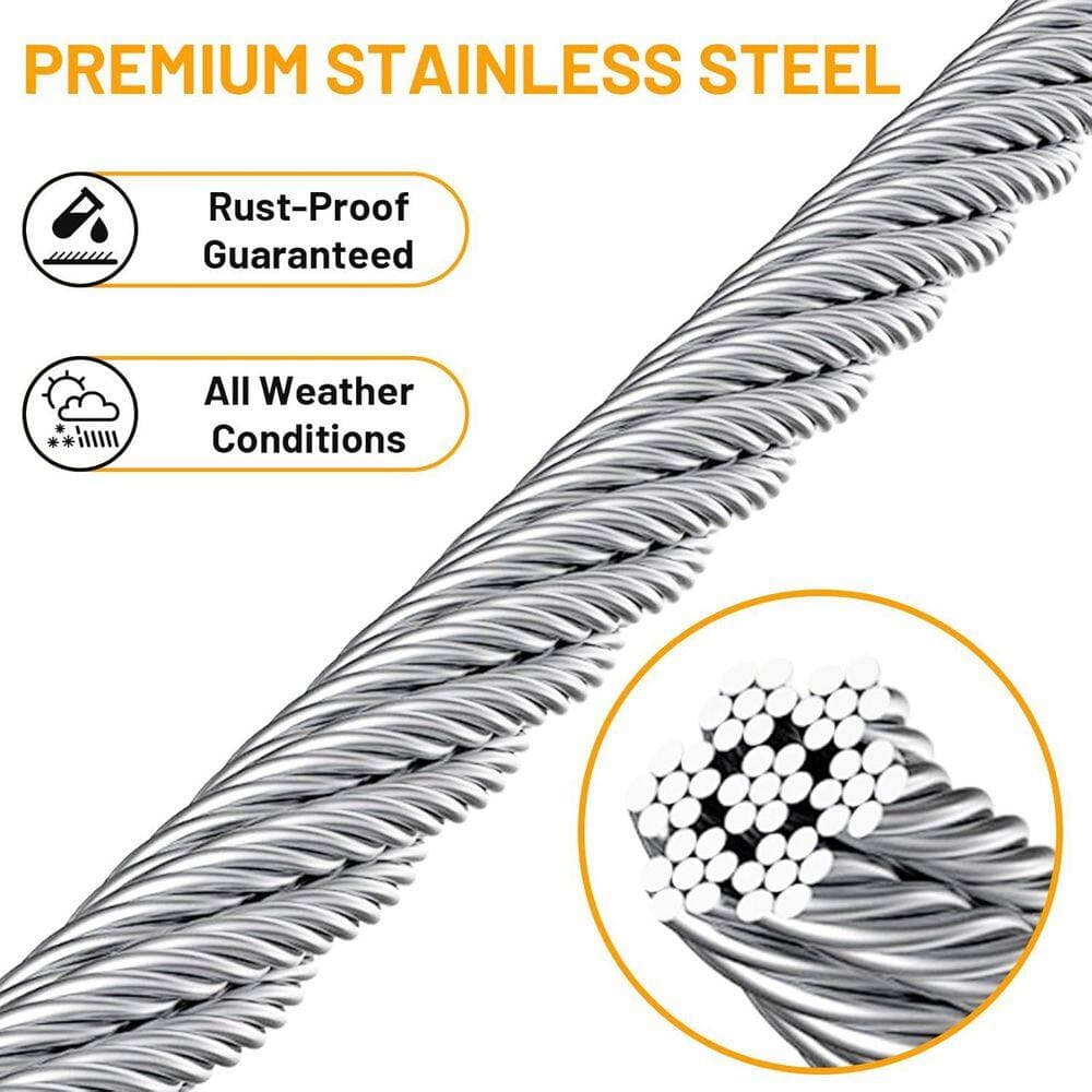Afoxsos Stainless Steel Cable with a Cutter, T316 Wire Rope Cable for Deck Cable Railing Kit, 1850 lb. Breaking Strength (2)
