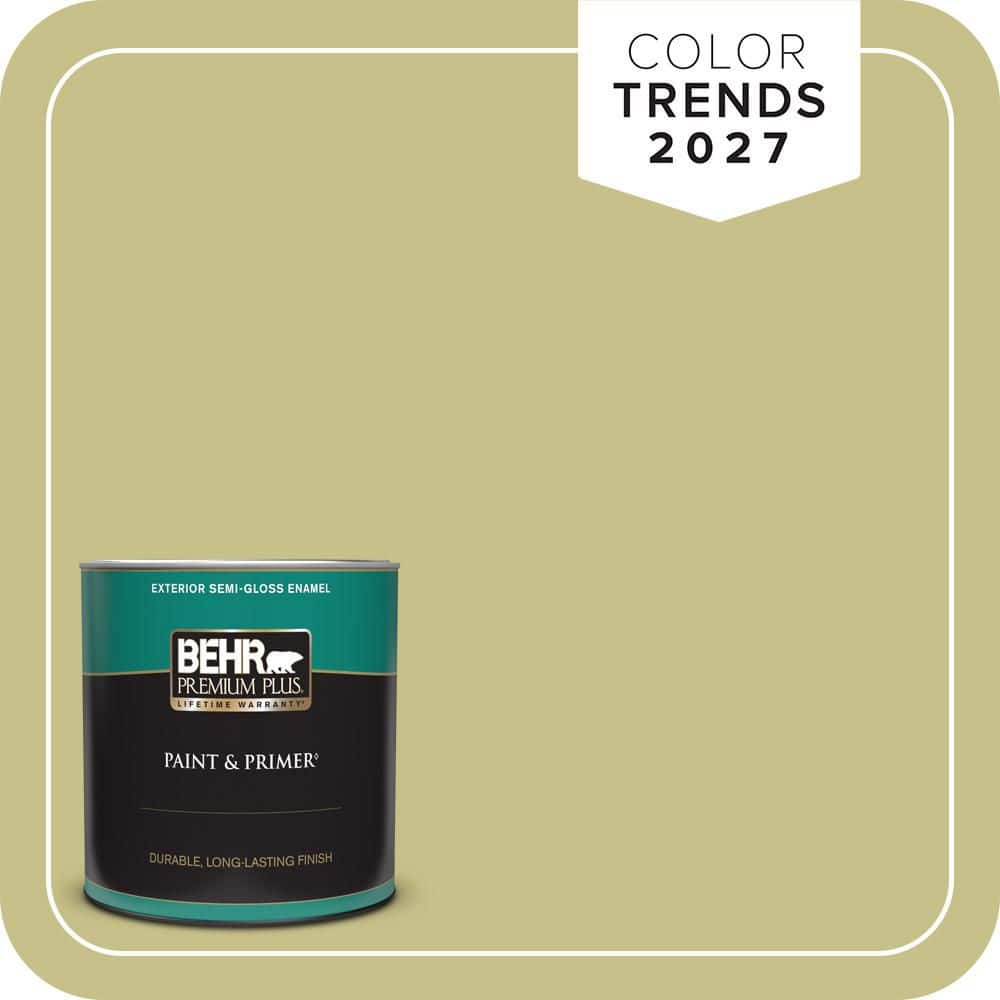 BEHR PREMIUM PLUS 1 qt. #PPU9-11 Wheat Grass Semi-Gloss Enamel Exterior Paint & Primer