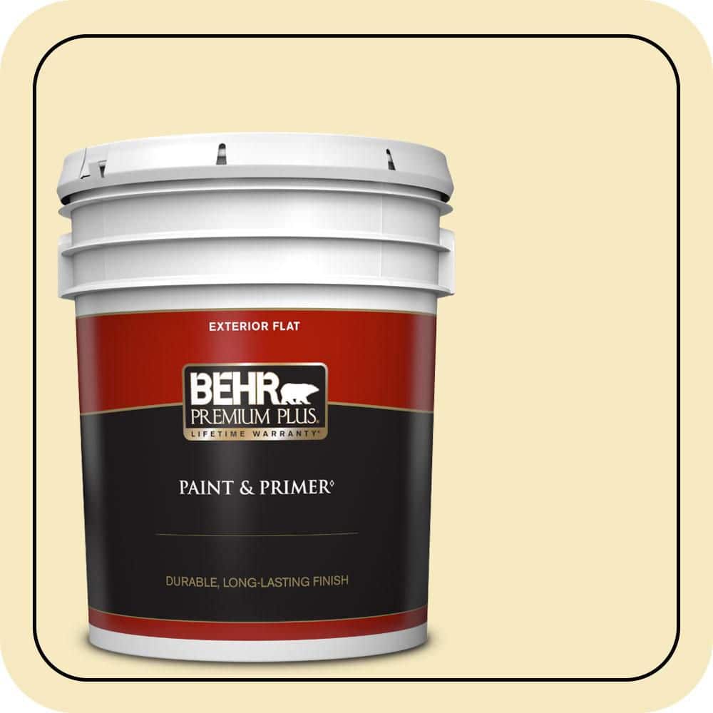 BEHR PREMIUM PLUS 5 gal. #T15-9 Dandelion Tea Flat Exterior Paint & Primer