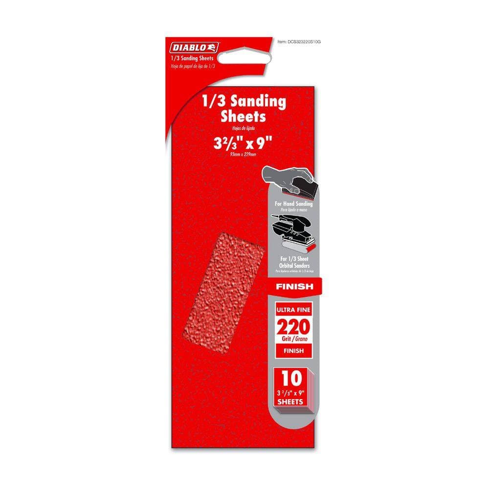 DIABLO 1/3 Sheet 220-Grit Hand Sanding Sheets (3)