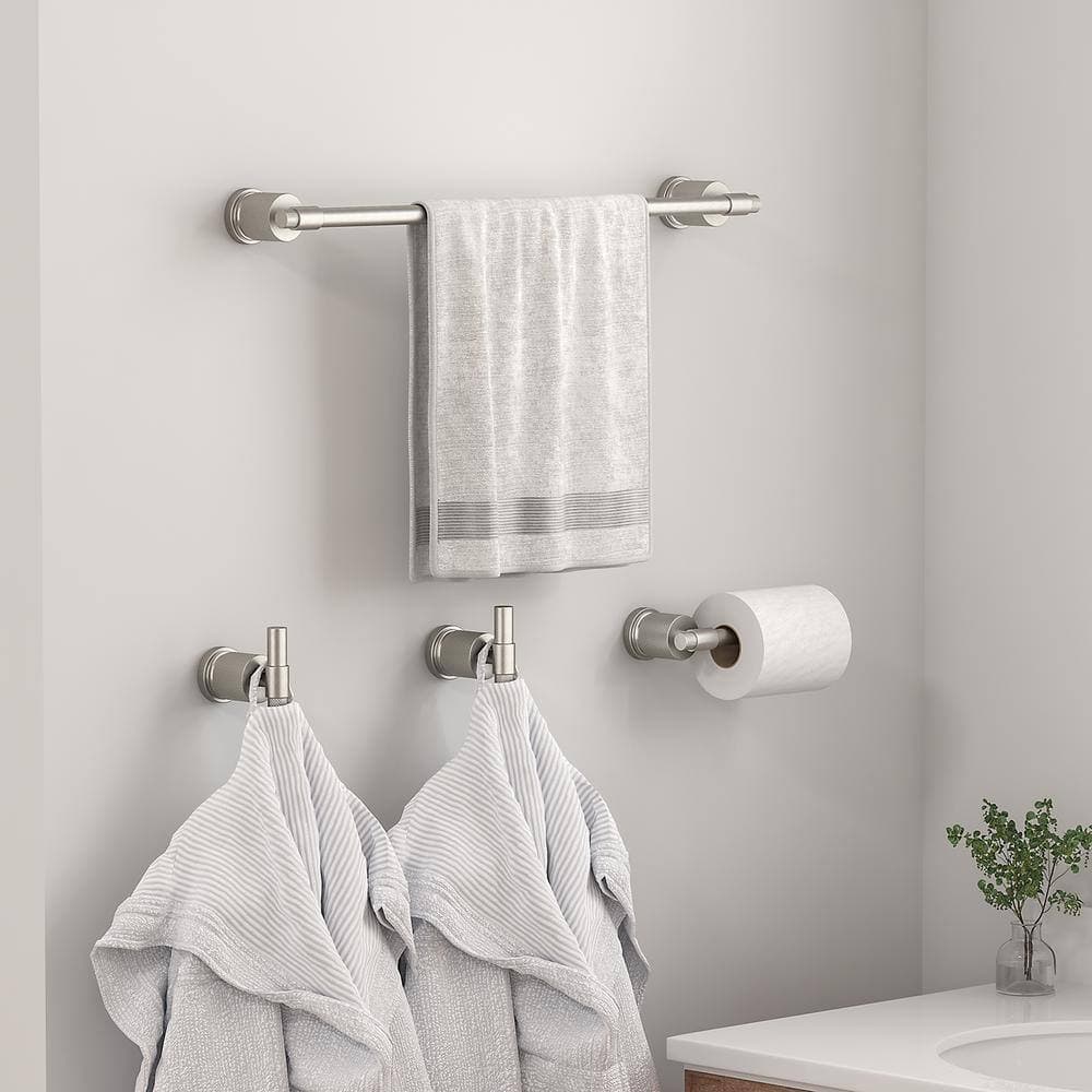 FORIOUS Bathroom Accessories Set 4-pack Towel Bar，Toilet Paper Holder ，2Robe Hooks Zinc Alloy (2)