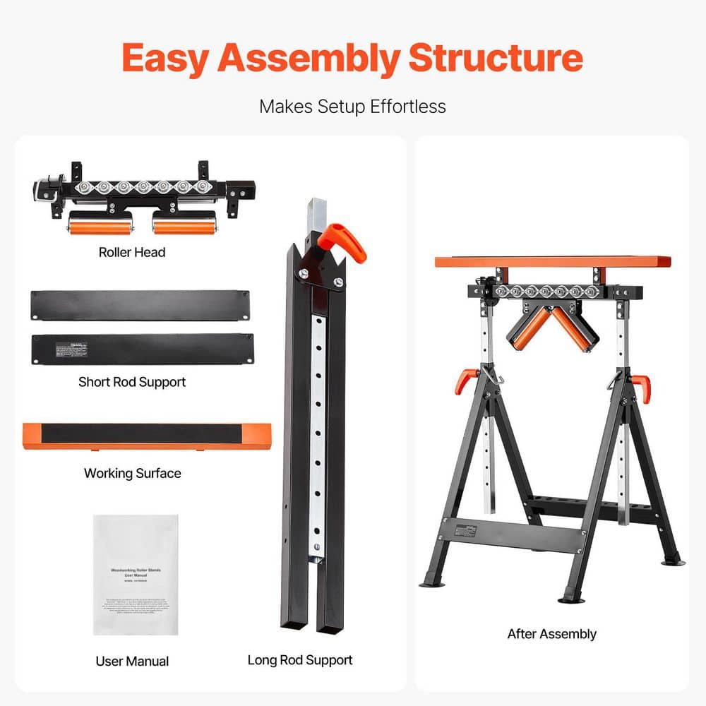 SKYSHALO 4-in-1 Folding Roller Stand, 440 lb. Capacity, Adjustable 33-50 in. Height, Heavy-Duty Multi-Directional Roller Head (2)