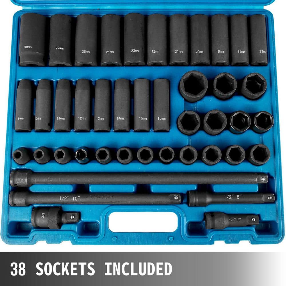 SKYSHALO 43-Piece Impact Socket Set, 6-Point Standard/Deep Sockets, Metric 9-30 mm, 1/2 in. Drive Socket Assortment, 2025 Update (3)