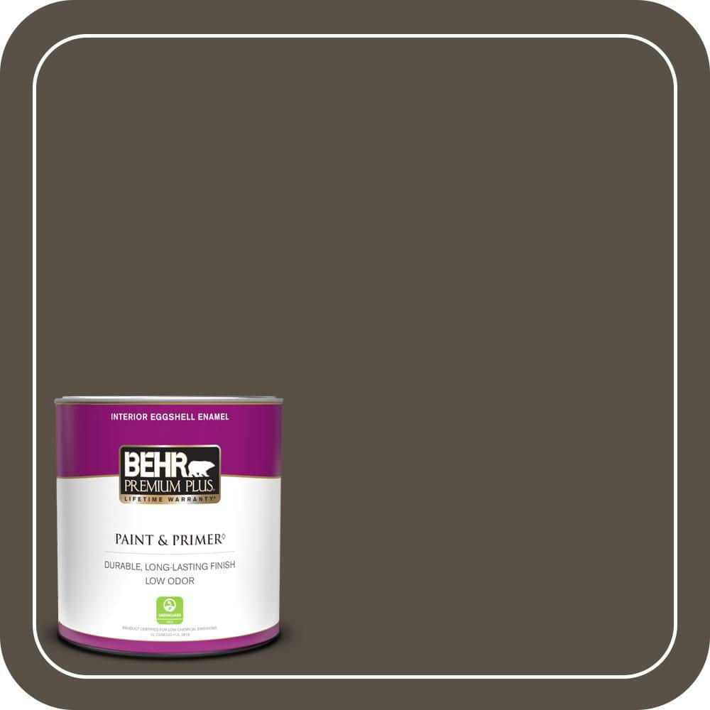 BEHR PREMIUM PLUS 1 qt. #N360-7 Potting Soil Eggshell Enamel Low Odor Interior Paint & Primer