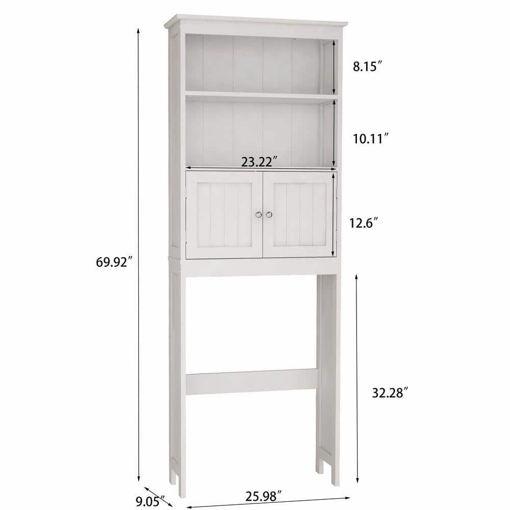 Otryad 25.98 in. W x 69.92 in. H x 9.05 in. D White Over The Toilet Storage with 2 Doors (2)