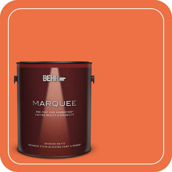 BEHR PREMIUM PLUS #210B-6 Aurora Orange Flat Interior/Exterior Paint & Primer Color Sample (2)