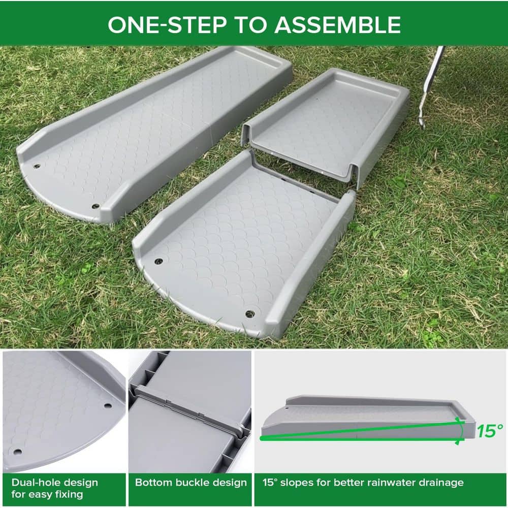 Unbranded 24 in. Gray Plastic PE Downspout Extension Rainwater Splash Block Thickened Material Fixable Design for Gutters 2 Pack (3)