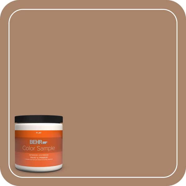 BEHR PREMIUM PLUS 8 oz. #S220-5 Nutshell Flat Interior/Exterior Paint & Primer Color Sample (2)