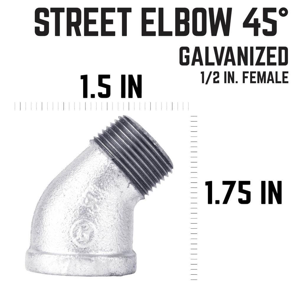 STZ 1/2 in. Galvanized Iron 45-Degree FPT MPT Street Elbow Fitting (2)