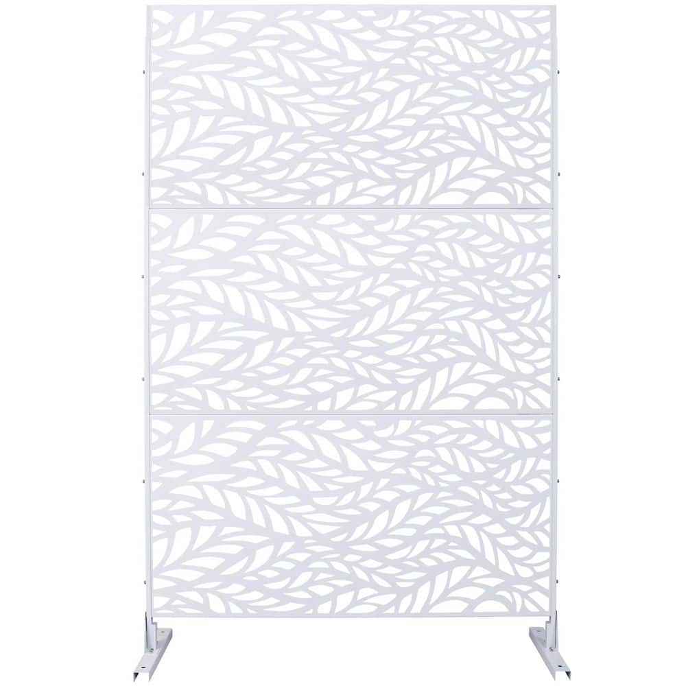 maocao hoom 76" H x 48" W Outdoor & Indoor Privacy Screen Metal Privacy Screen, Freestanding Decorative Privacy Screen, White, Steel