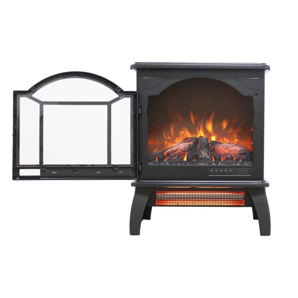 Kadehome 17.5 in. 400 sq. ft. 3D Flame Infrared Quartz Electric Stove with Remote Control in Black (3)