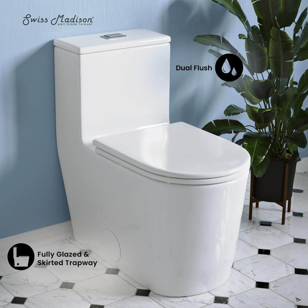 Swiss Madison Liberte One-Piece 1.1/1.6 GPF Dual Flush Elongated Toilet in White (2)