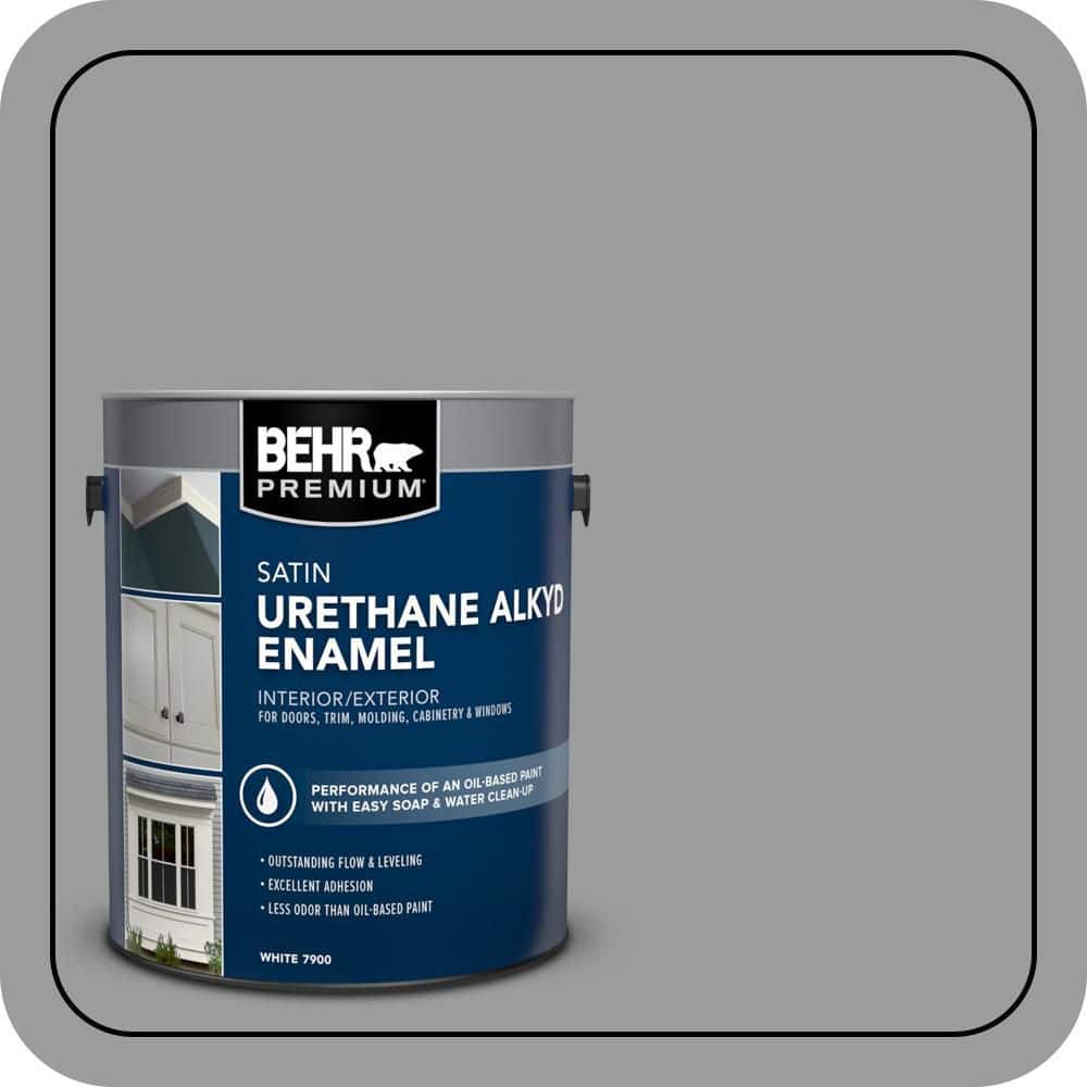 BEHR PREMIUM 1 gal. #AE-51 Coast Guard Gray Urethane Alkyd Satin Enamel Interior/Exterior Paint