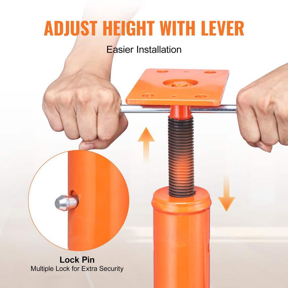 SKYSHALO House Floor Jack 54 in. -150 in. Height Range 11200 lbs. Max Load Capacity Adjustable Support Beam Basement Jack Post (2)