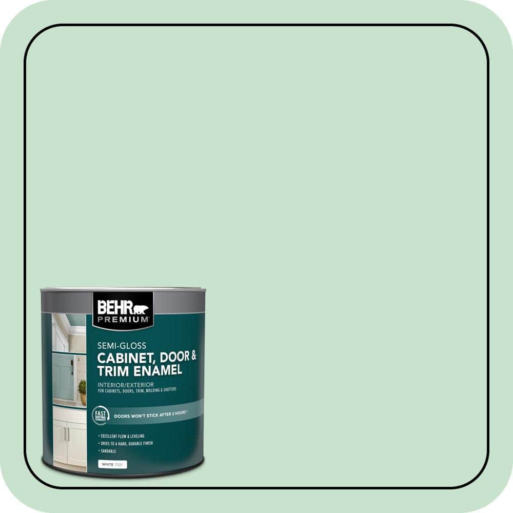 BEHR PREMIUM 1 qt. #M410-2 Wishful Green Semi-Gloss Enamel Interior/Exterior Cabinet, Door & Trim Paint