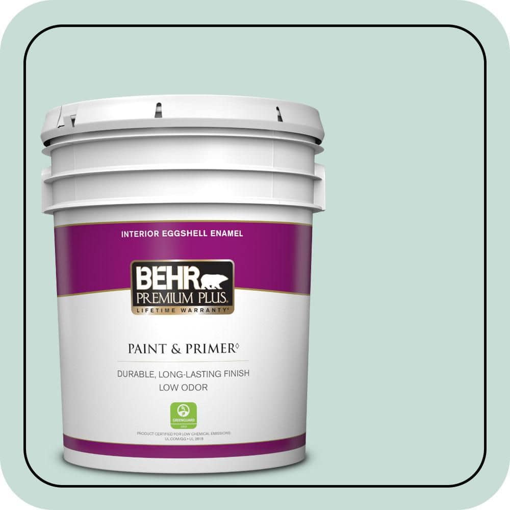 BEHR PREMIUM PLUS 5 gal. #MQ3-20 Whipped Mint Eggshell Enamel Low Odor Interior Paint & Primer