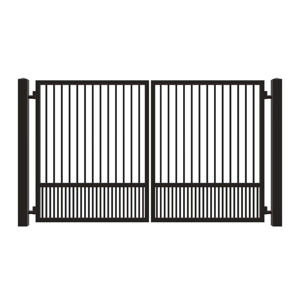 Unbranded Driveway Gate — Swing, Center, Square, Puppy, Black — 126"W x 72"H (1)