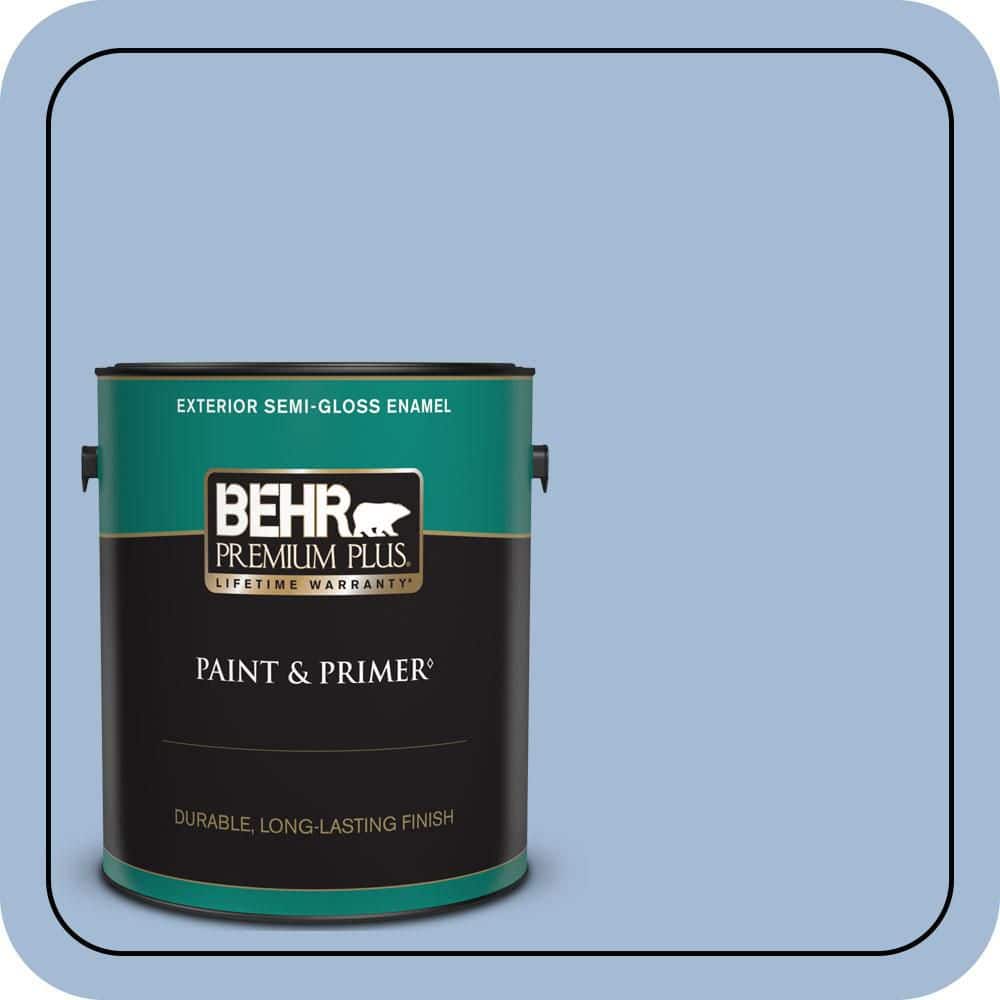 BEHR PREMIUM PLUS 1 gal. #M530-3 Perennial Blue Semi-Gloss Enamel Exterior Paint & Primer