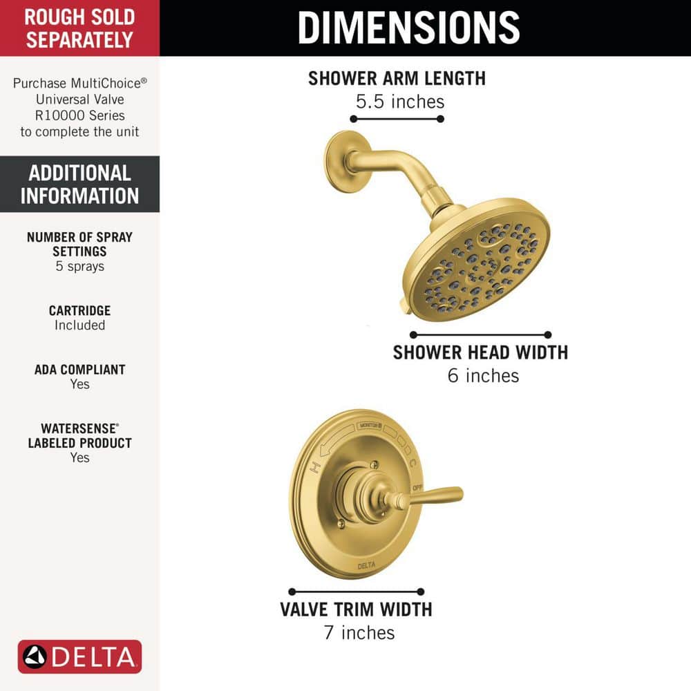 Delta Roe 1-Handle Shower Trim in Brushed Gold (Valve Not Included) (3)