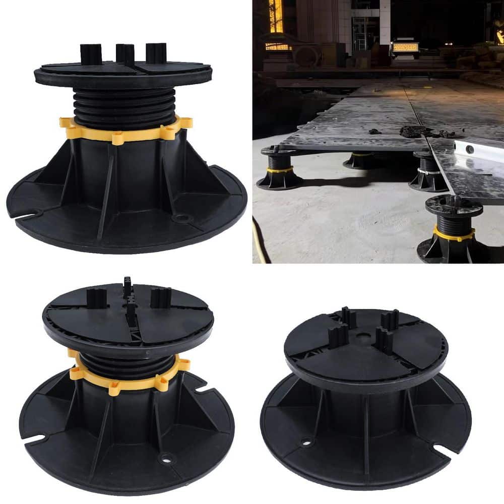 Wellco Deck Support Plastic Adjustable Pedestal Raising from 2.75 in. to 4.33 in. Black Composite Grating Support, 10-Pack (1)