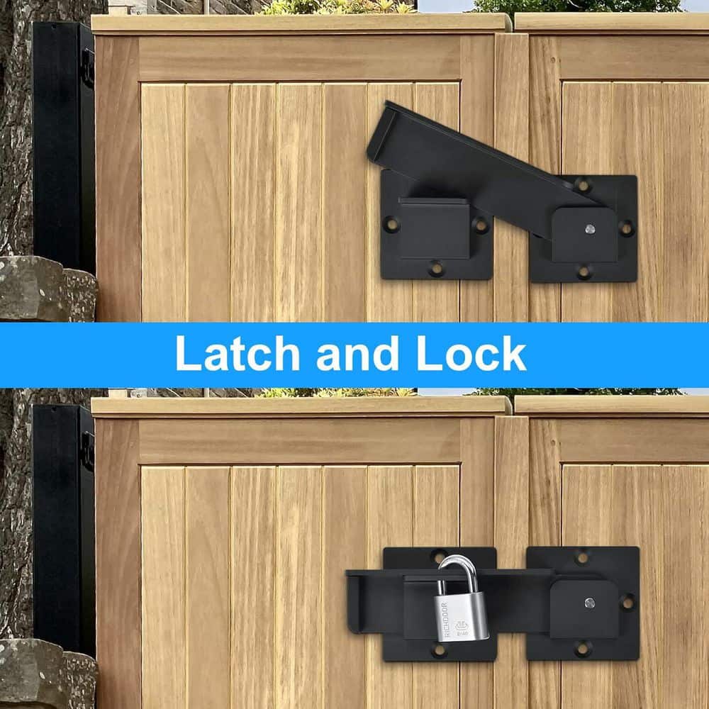 Unbranded 7.5 Adjustable Aluminum Alloy Flip Gate Latch Lock with Padlock Hole for Sliding & Swing Doors Outdoor Gate Wooden Fence (2)