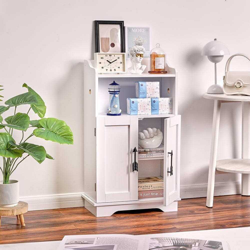 Peatuk Removeable Rodod Cabinet 9.45 in. W x 31.5 in. H x 18.9 in. D Wood Rectangular Shelf in White Bathroom Storage Organizer (3)