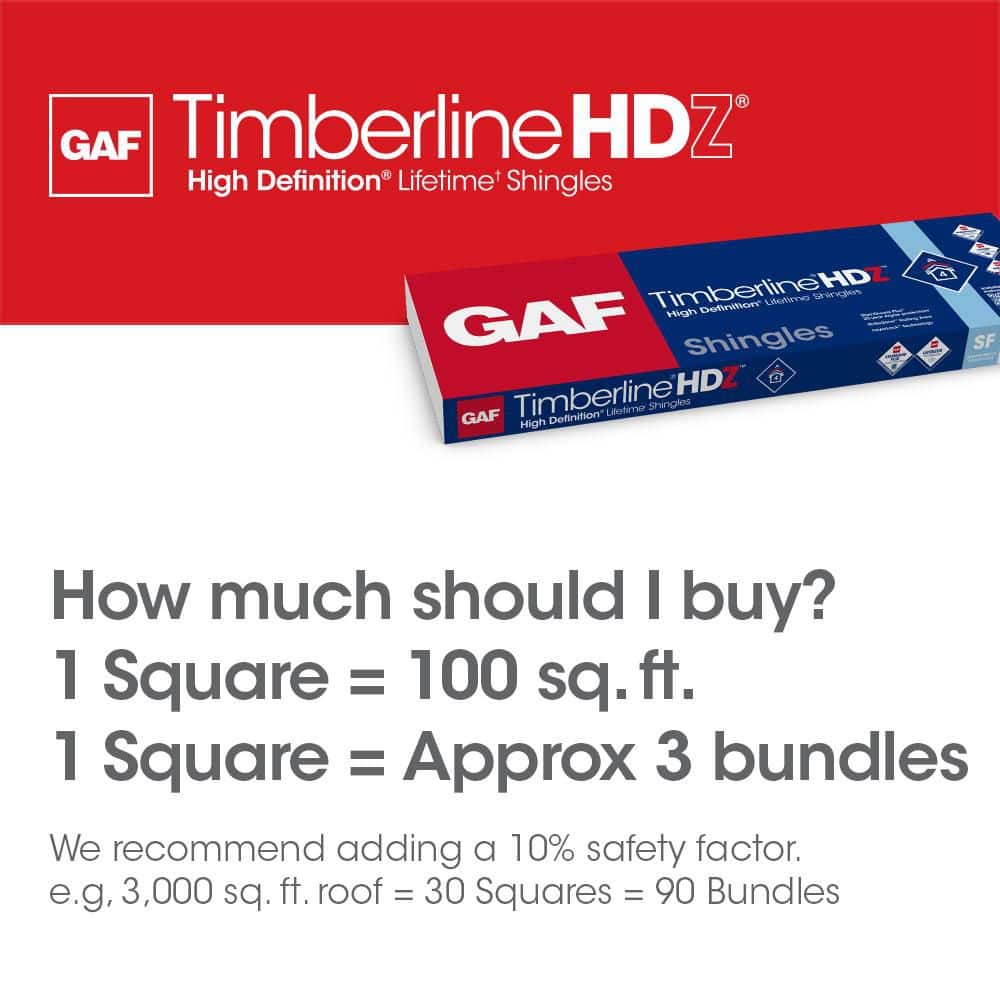 GAF Timberline HDZ Algae Resistant Laminated High Definition Shingles (33.33 sq. per Bundle) (3)