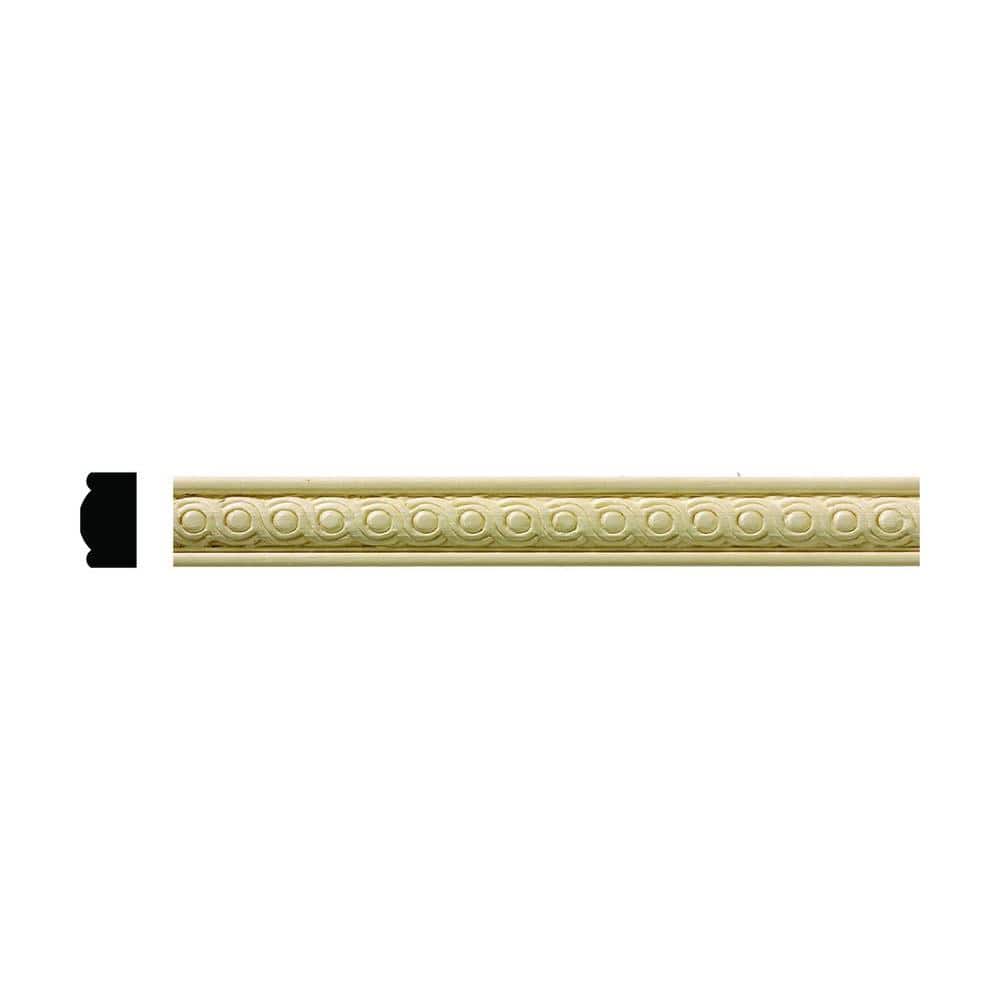 Ornamental Mouldings 7/16 in. x 3/4 in. x 96 in. Hardwood White Unfinished Rondele Trim Moulding