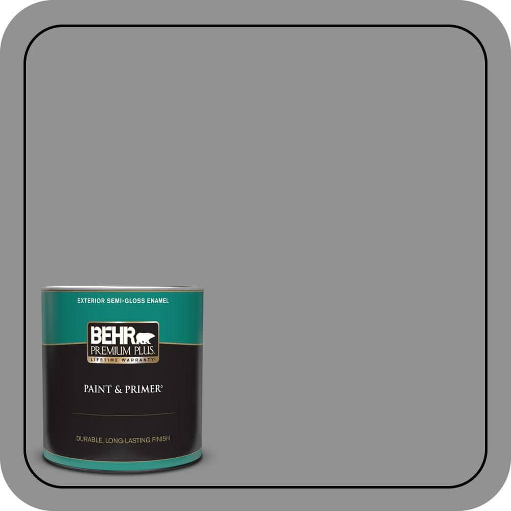 BEHR PREMIUM PLUS 1 qt. #N520-4 Cool Ashes Semi-Gloss Enamel Exterior Paint & Primer