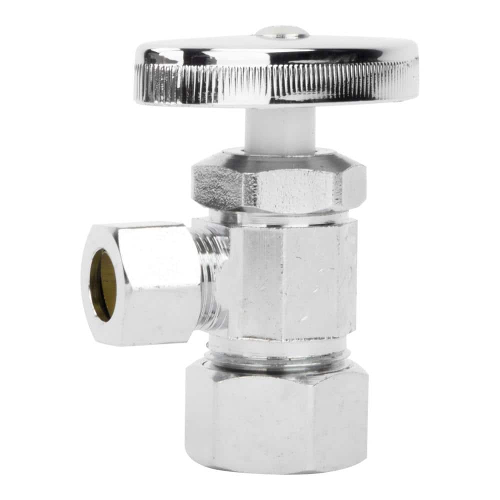 HOMEWERKS 1/2 in. Nominal Compression Inlet x 3/8 in. O.D. Compression Outlet Multi-Turn Angle Valve, Chrome