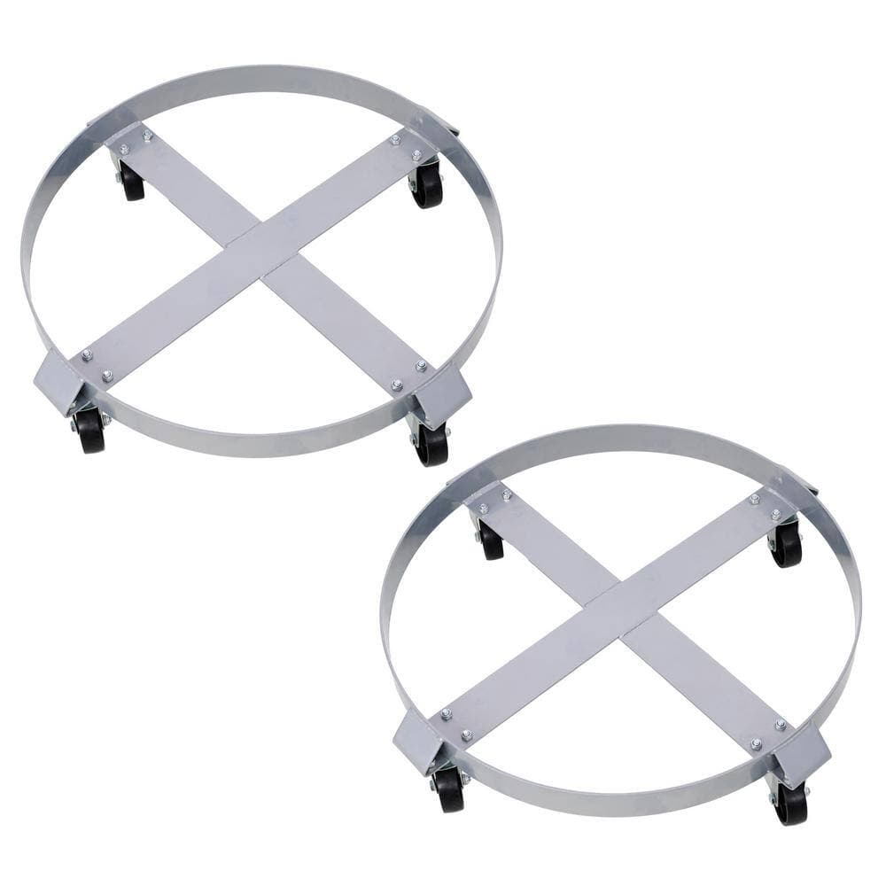 Tatayosi 2 Piece Drum Dolly for 55 gal. Drums, Heavy Duty Steel Frame Drum Cart Barrel Dolly with Brake (1)