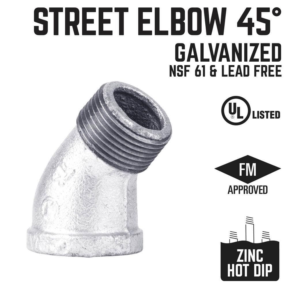 STZ 1/2 in. Galvanized Iron 45-Degree FPT MPT Street Elbow Fitting (3)