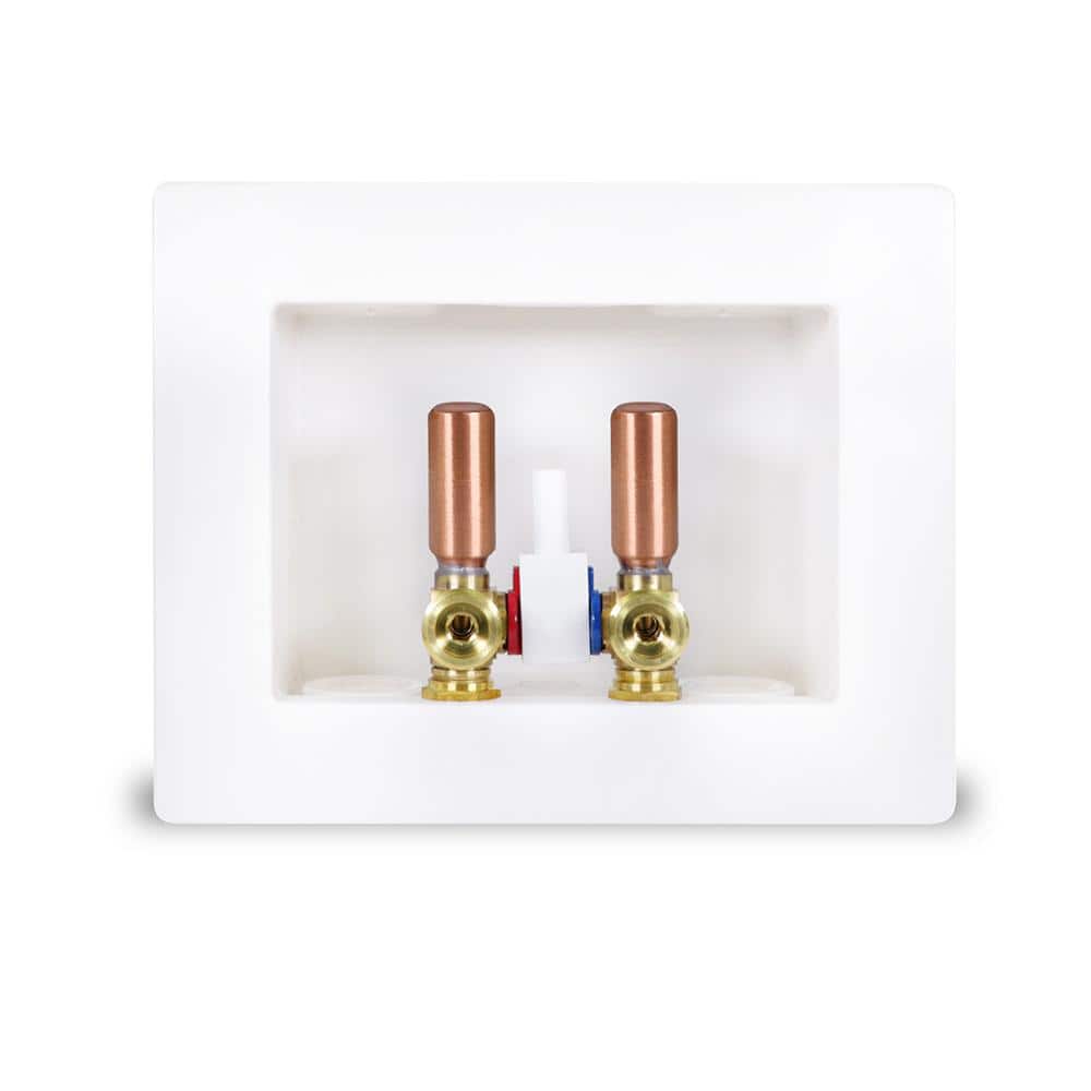 PLUMBFLEX 1/2 in. CPVC Slip Joint x 3/4 in. MHT Brass Washing Machine Valves in ABS Plastic Dual Outlet Box with Hammer Arrester (3)