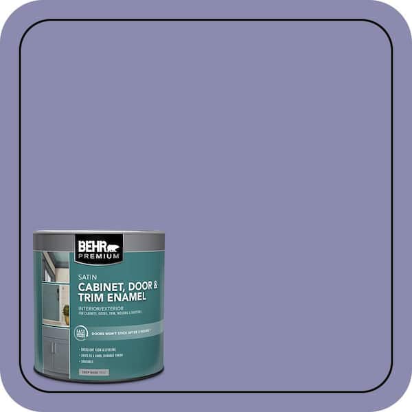 BEHR PREMIUM 1 qt. #M550-5 Violet Aura Satin Enamel Interior/Exterior Cabinet, Door & Trim Paint (2)