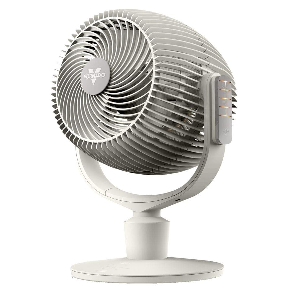 Vornado EOS 9 8.15 in. 10 Fan Speeds Desk Fan in White with Multi-Axis Oscillation, LED Light, Aromatherapy, Timer