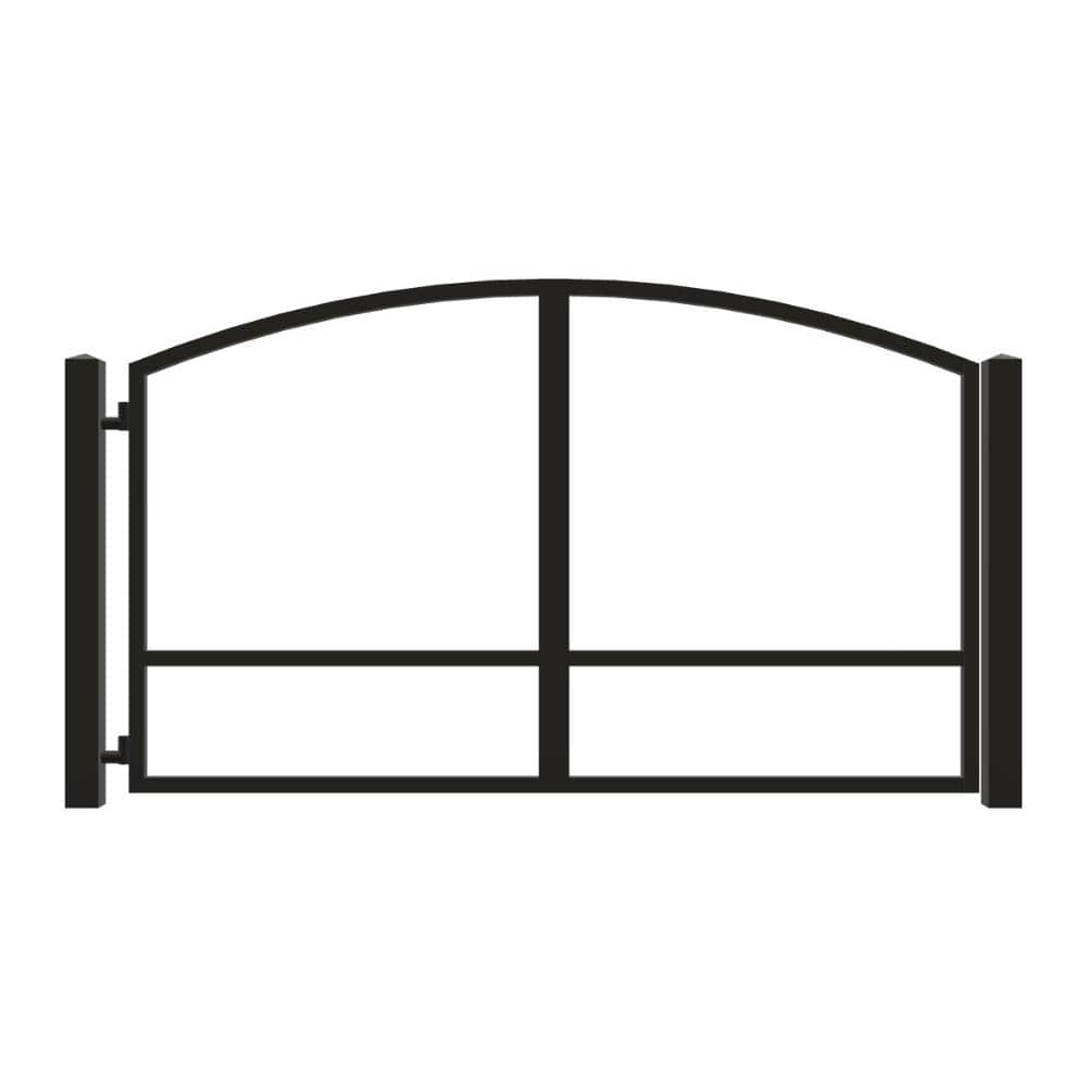 Unbranded Driveway Gate — Swing, Side, Arch, Black — 126"W x 72"H (1)