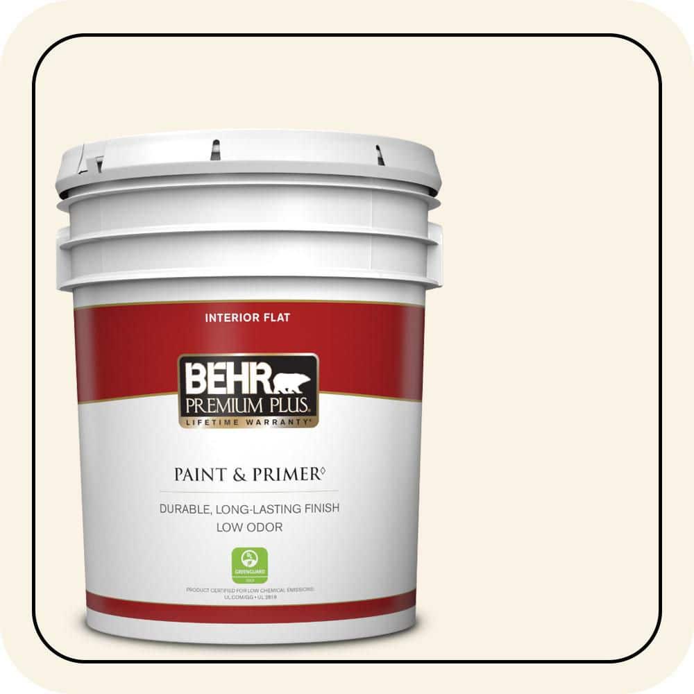 BEHR PREMIUM PLUS 5 gal. #PWN-12 Palatial White Flat Low Odor Interior Paint & Primer