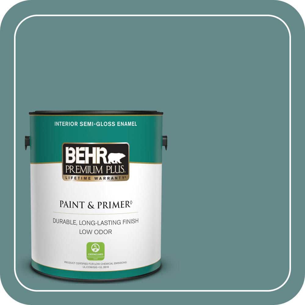 BEHR PREMIUM PLUS 1 gal. #S440-5 Tasmanian Sea Semi-Gloss Enamel Low Odor Interior Paint & Primer