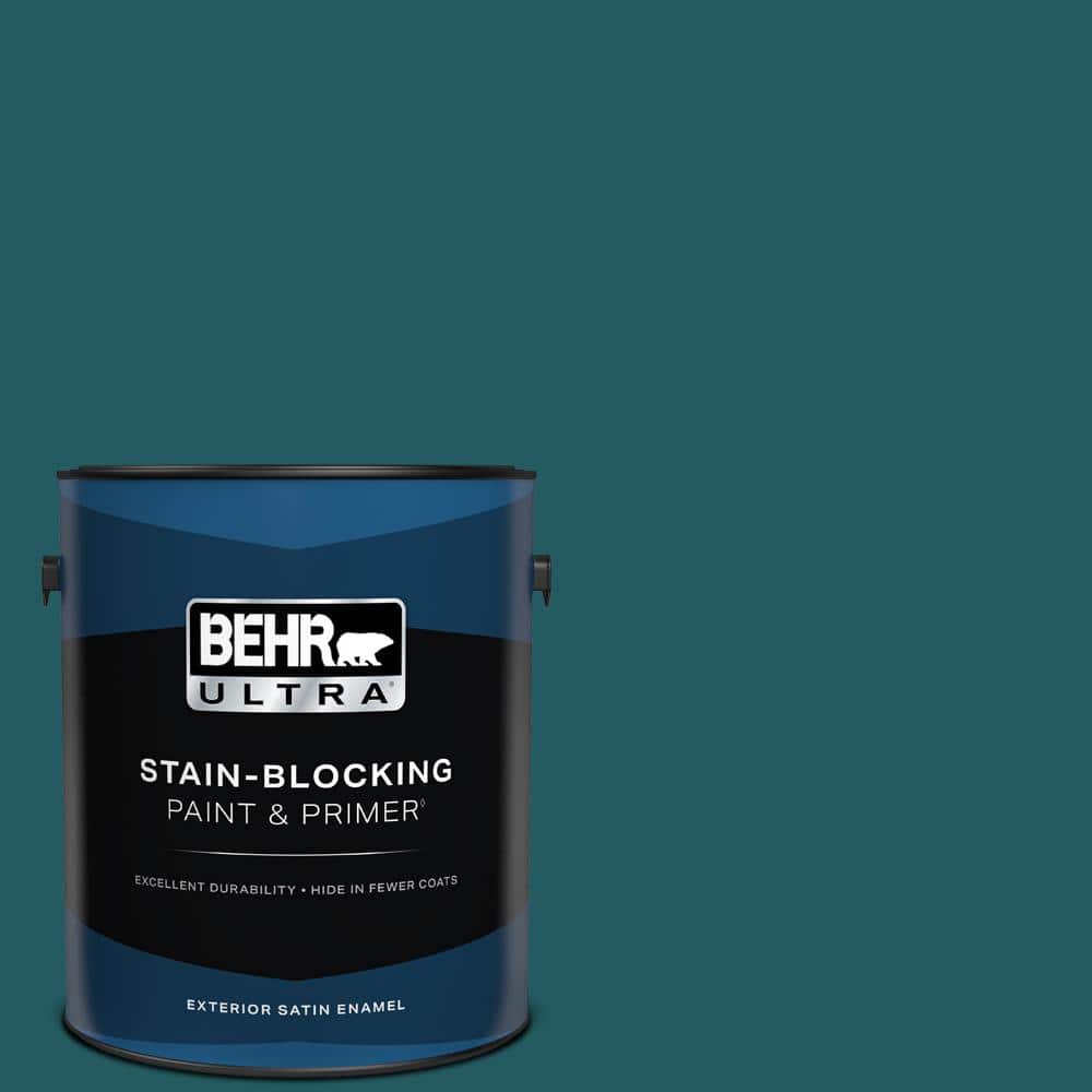 BEHR ULTRA 1 Gal. #S450-7A Out to Sea Satin Enamel Exterior Paint and Primer