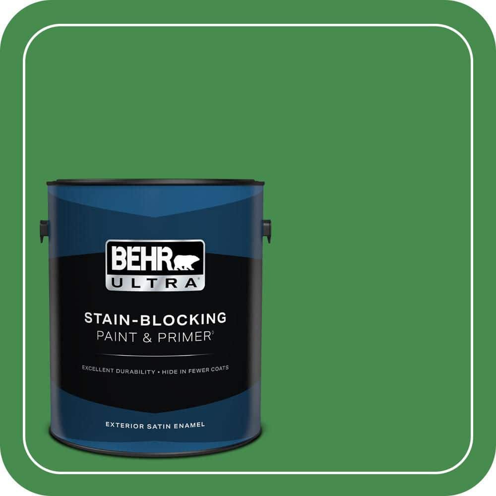 BEHR ULTRA 1 gal. #MQ4-48 Planet Green Satin Enamel Exterior Paint & Primer