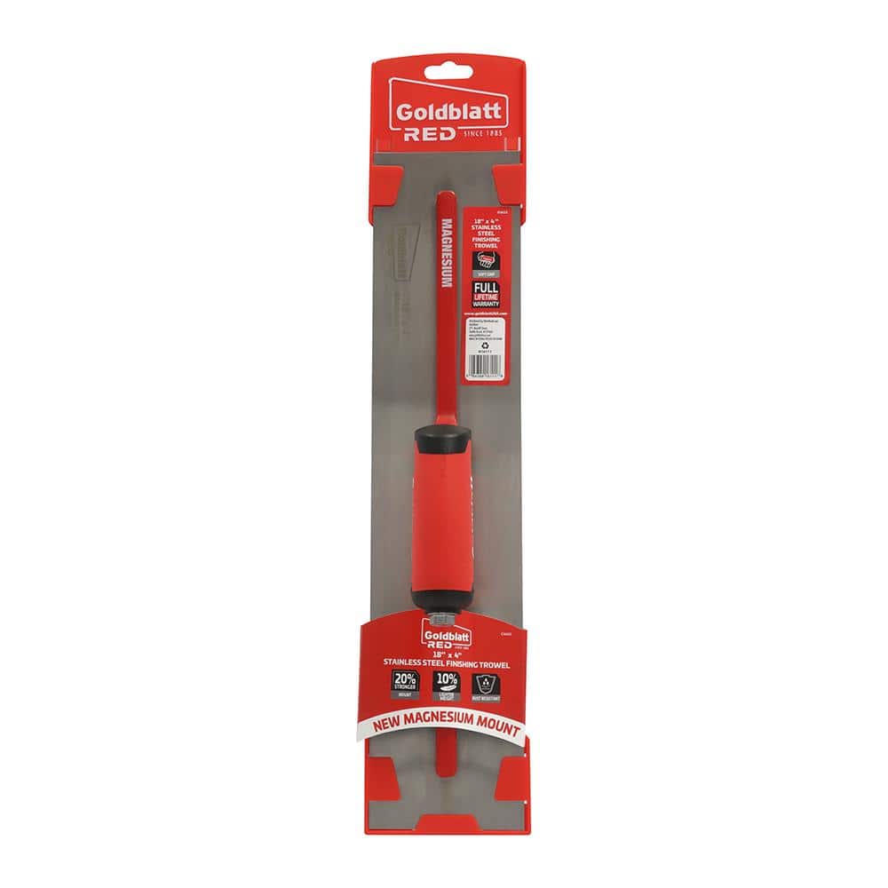 Goldblatt RED SINCE 1885 18 in. x 4 in. Pro Steel Finishing Trowel