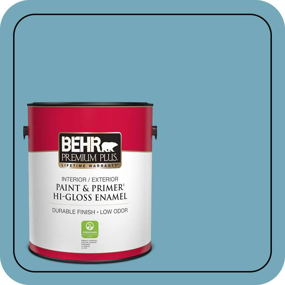 BEHR PREMIUM PLUS 1 gal. #S460-4 Snowboard Hi-Gloss Enamel Interior/Exterior Paint & Primer (1)