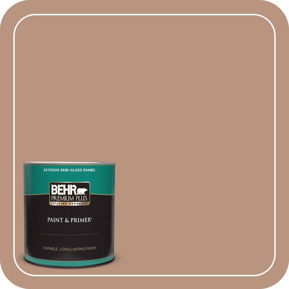 BEHR PREMIUM PLUS 1 qt. #MQ1-59 Caramel Cream Semi-Gloss Enamel Exterior Paint & Primer
